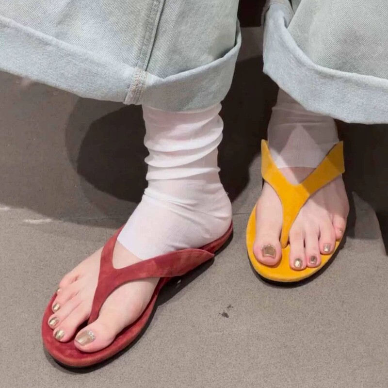Sheepskin Version~Retro Flat Thong Flip-Flops for Women, Suitable for Outdoor Wear, 2026 Summer Versatile Vacation Beach Sandals