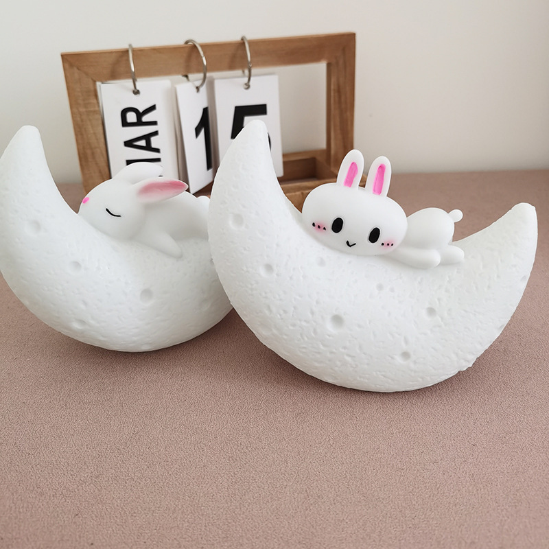 Ins Cute Cartoon Rabbit Night Light Bedroom Bedside Lamp Decorative Small Table Lamp Wholesale Creative Student Gift
