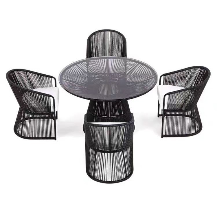 Mesa y silla al aire libre patio al aire libre impermeable protección solar ratán muebles combinación balcón ocio ratán Silla de tres piezas conjunto