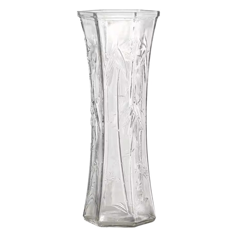 Jarrón transparente de estilo escandinavo de alta gama, de vidrio, con cultivo de agua, rico arreglo floral de lirios de bambú, decoración de escritorio.