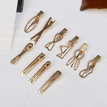 黑色金色方夹兔耳朵电泳保色尖嘴夹 鸭嘴夹 边夹diy古风发夹材料