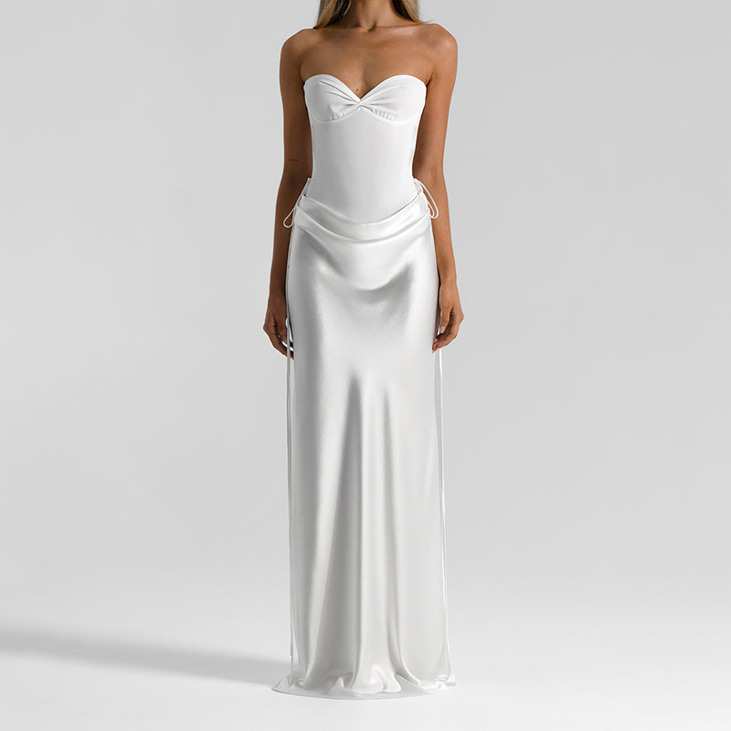 Europa y América 2026 primavera nuevo temperamento de moda sin mangas empalmado pecho cintura correa sexy vestido de cadera image 4