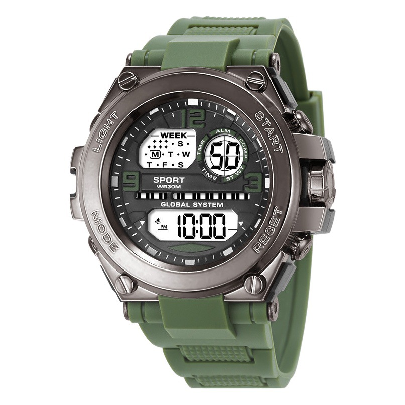 Hombres deportes al aire libre reloj militar LED estudiante moda tendencia digital multifuncional impermeable electrónico