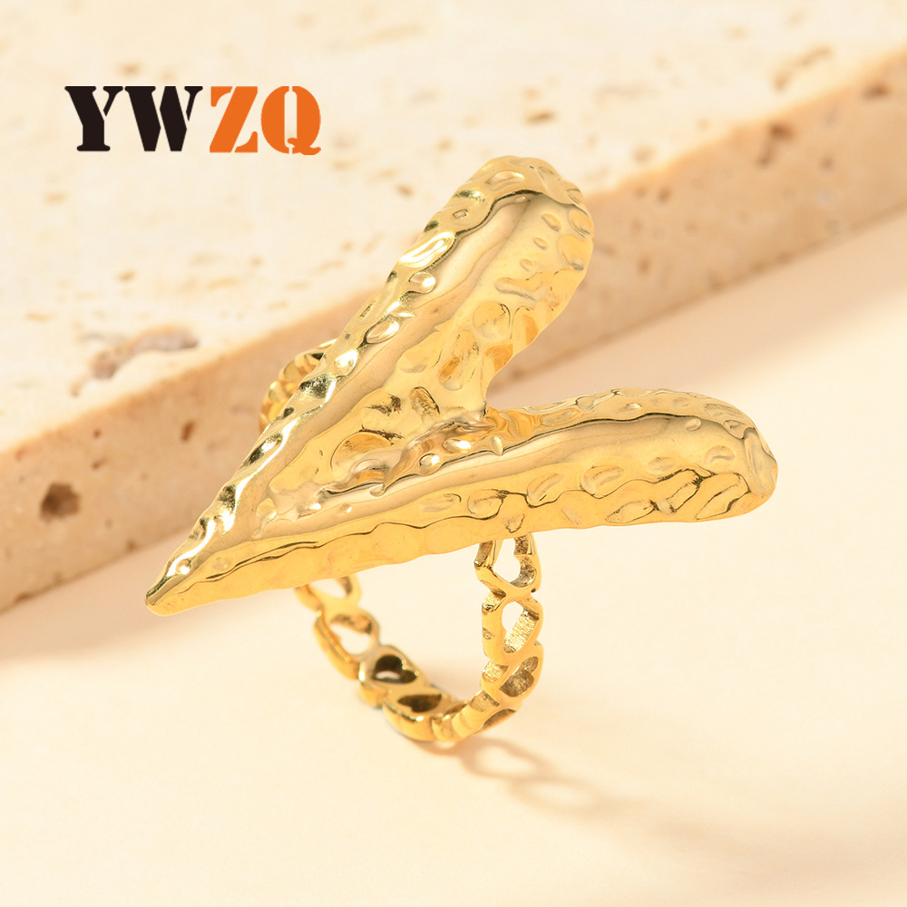 Joyas de acero inoxidable transfronterizas europeas y estadounidenses de moda personalidad puntuación de aceite hueco anillo de amor femenino exagerado anillo de personalidad image 1