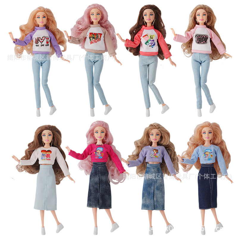 11inch European and American Fashion Long-Sleeve Denim Dress Barbie Doll Outfit Leggings and Top Set Cross-Border Trade 11inch European and American Fashion Long-Sleeve Denim Dress Barbie Doll Outfit Leggings and Top Set Cross-Border Trade