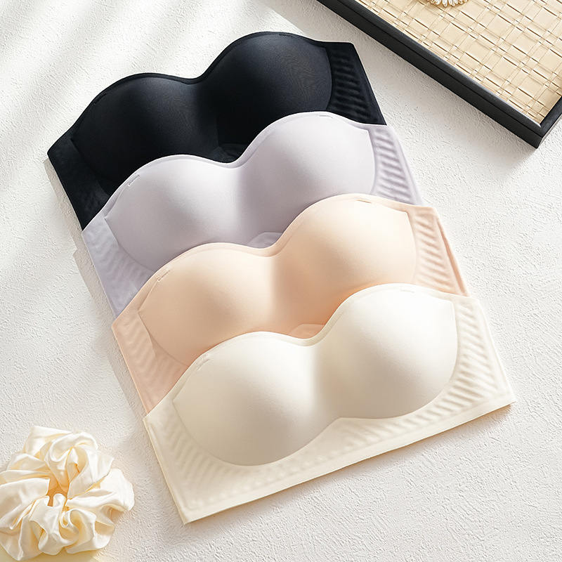 522 #   Strapless, No Underwire, for Small Busts # Seamless Bra, Sexy Glossy Non-Slip Young Girl's Tube Top Underwear Wholesale