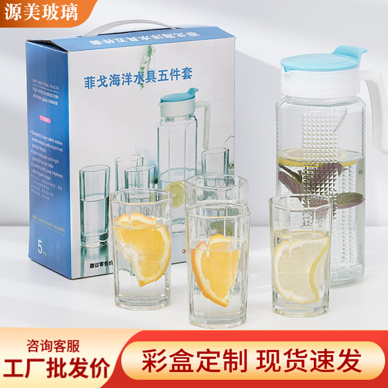 冷水壶玻璃套装简约家用大容量工厂批发现货玻璃杯水壶加厚凉水壶