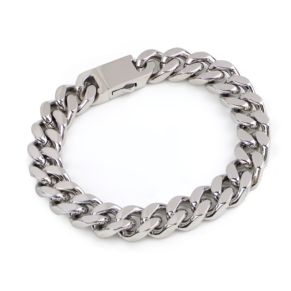 Men's Cuban Link Bracelet Stainless Steel Waterproof Jewellery_voghion.com
