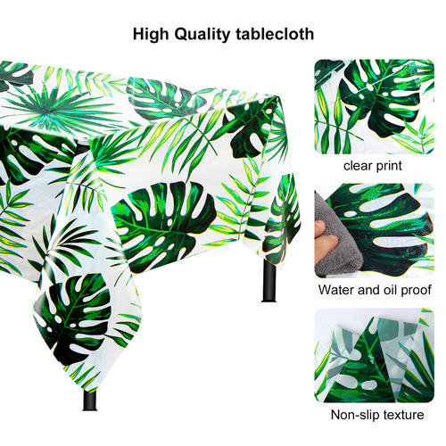 Cross-border new Hawaiian palm leaf tablecloth PEVA waterproof oilproof disposable tropical leaf party tablecloth