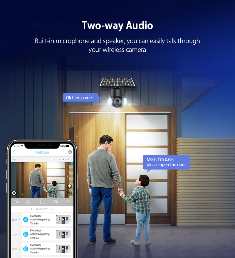 800万无线WiFi双目摄像机 跨境4G太阳能监控10倍变焦