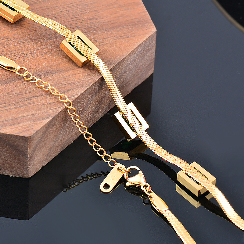 Fashion Square Titanium Steel Plating Zircon Necklace 1 Piece