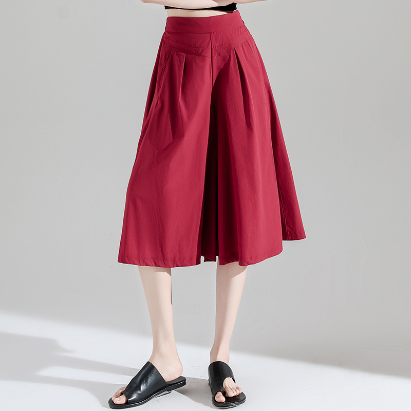 2310 Thin Cropped Pants for Women, Summer New High-Waisted Large Size Loose Slimming Wide-Leg Pants, Fashionable Versatile Pants and Skirts