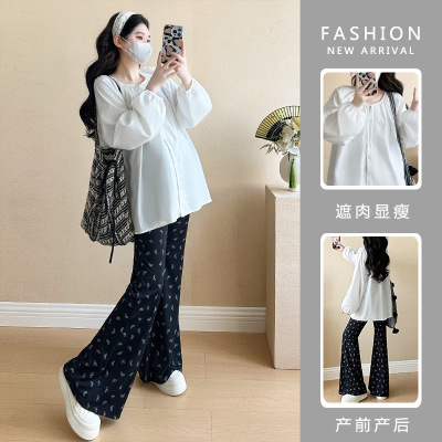 2026 Spring and Autumn New Style Loose Round Neck Shirt Maternity Set Two-Piece Set 2026 Spring and Autumn New Style Loose Round Neck Shirt Maternity Set Two-Piece Set