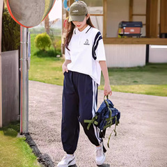 5850中學生夏裝少女高初中生POLO衫短袖兩件套裝大童運動時尚休閒