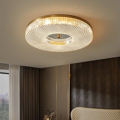 Full Spectrum Full Copper LED Ceiling Lamp Round Luxury Restaurant Lamp Bedroom Lamp Room Postmodern Minimalist Smart Lamp