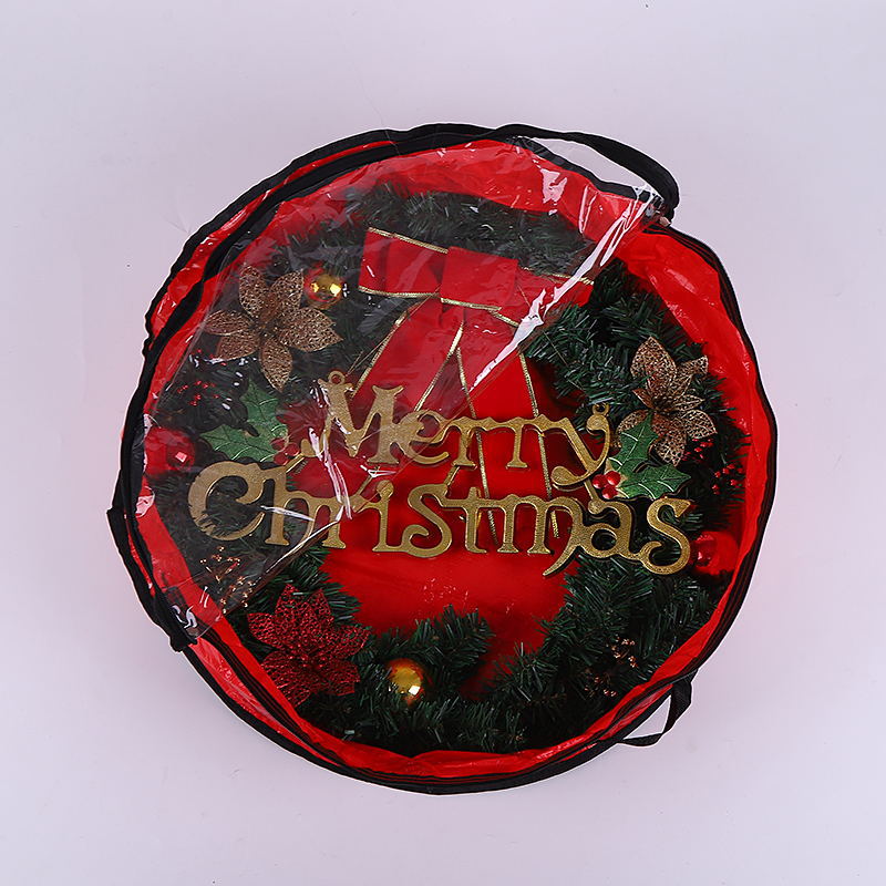 Bolsa de almacenamiento transparente de PVC para guirnaldas navideñas transfronterizas, decoración de árboles de Navidad, guirnalda redonda, bolsa colgante para regalo.
