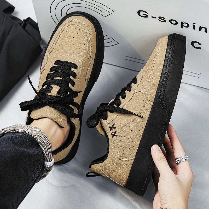 Холщовая мужская обувь 2024, новинка весны и осени, модные универсальные рабочие повседневные кроссовки, мужские замшевые кожаные туфли для тренировок в стиле ретро