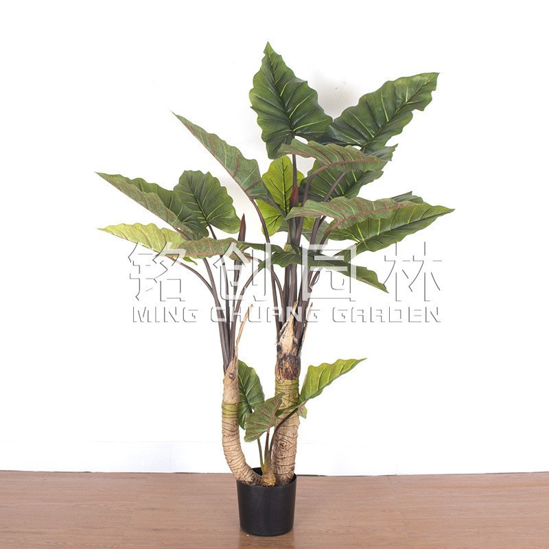 Fábrica de árboles artificiales Venta caliente decoración de plátano artificial planta verde artificial en maceta comercial decoración suave árbol artificial