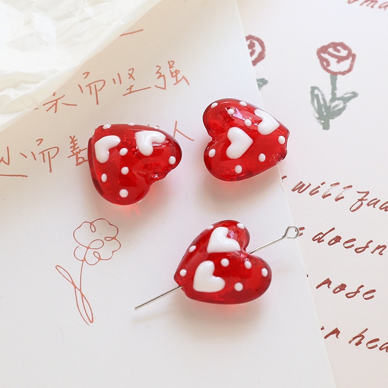4g Weight Beads Jewelry Making Type 19 * 20mm Jewelry Making Size DIY Jewelry Accessories Classification 1 Piece Quantity glass Material Heart Shape Pattern Sweet, Simple Style Style 1 Piece 19 * 20mm Glass Heart Shape DIY Jewelry Accessories Beads 10