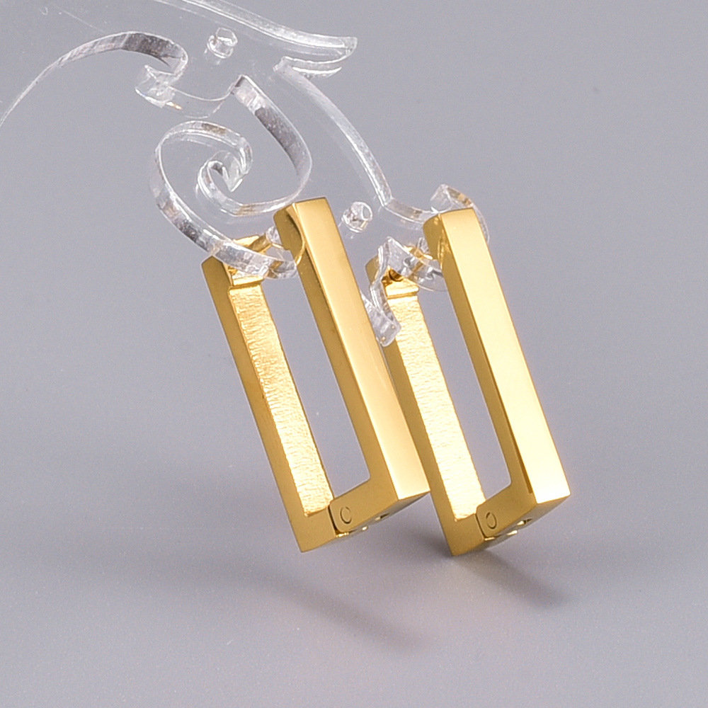 Wholesale Fashion Geometric Rectangular Titanium Steel Earrings display picture 5