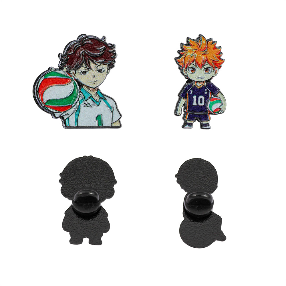 4Pcs Haikyuu!! Merchandise Badges: Hinata Shoyo, Kageyama Tobio, Oikawa Tooru Q-Version Pins