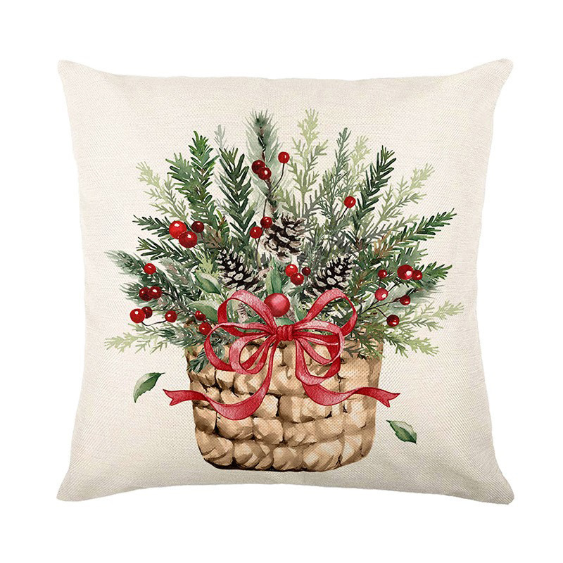 アマゾンクリスマスクリスマスツリーアルファベット風鈴図亜麻抱き枕カバーソファー祭り雰囲気置物クッションカバー|undefined