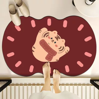 Avtomobil döşəmə paspasları — Mat Cartoon Diatom Mud Mat - lazy-waist-tiger-4060cm-diatom-mud