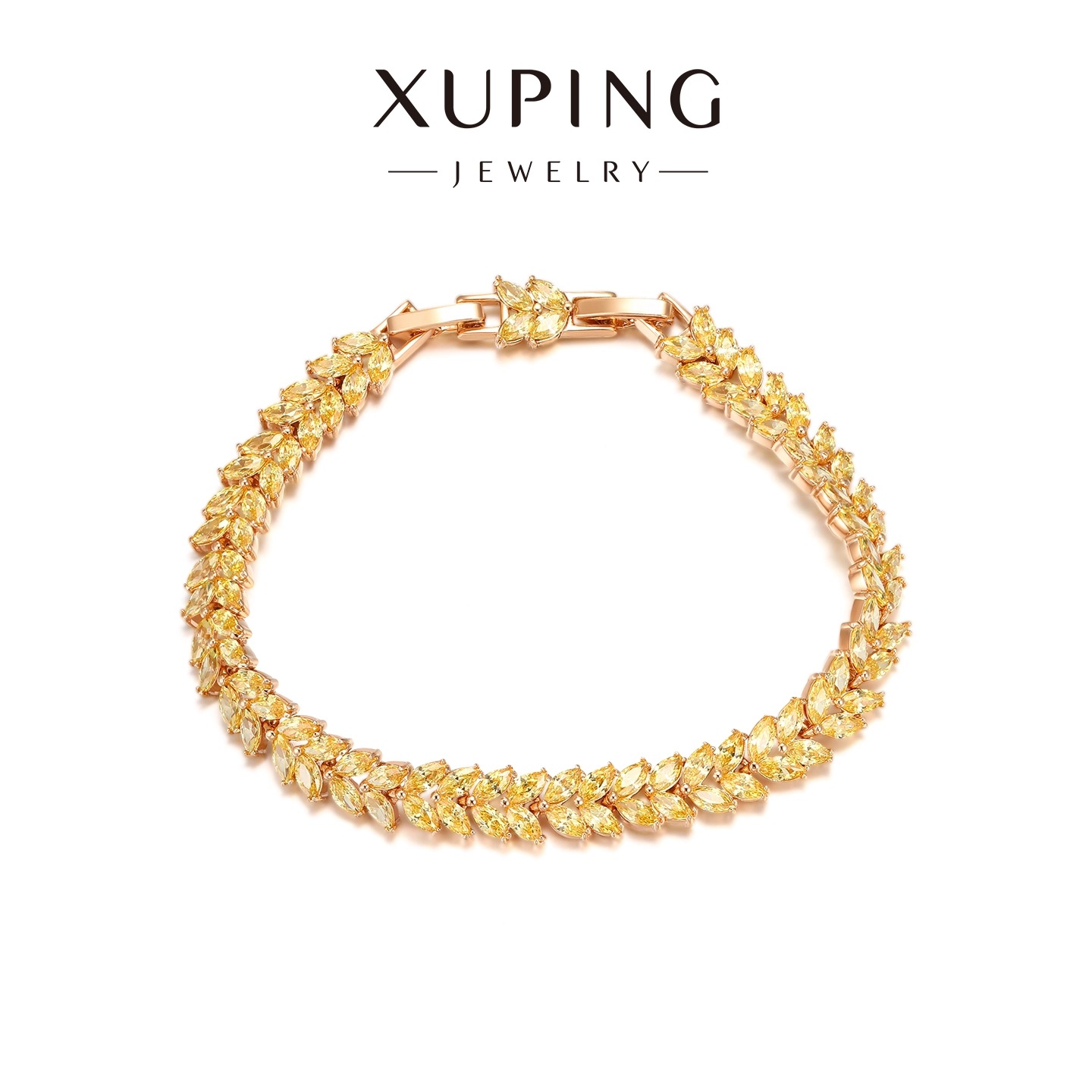 Xuping ligero lujoso nicho de diseño sensación de pulsera de oreja de trigo para mujeres gemas artificiales serie de joyas de moda elegante