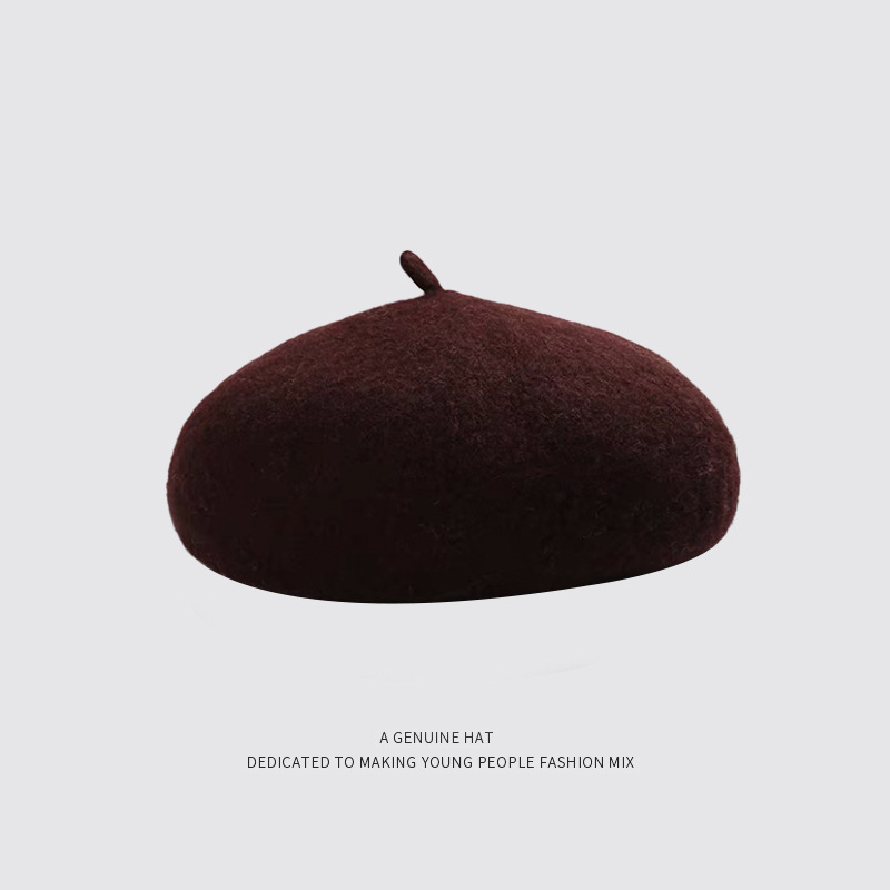 77g Weight Beret Hat Hats Type Daily Occasion Solid Color Pattern Winter Season Women'S Gender Sewing Design Simple Style Style Eaveless Rim Women'S Simple Style Solid Color Sewing Eaveless Beret Hat 12