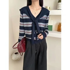 欧洲站2025秋款百搭长袖披肩精仿羊毛针织开衫女休闲宽松显瘦上衣