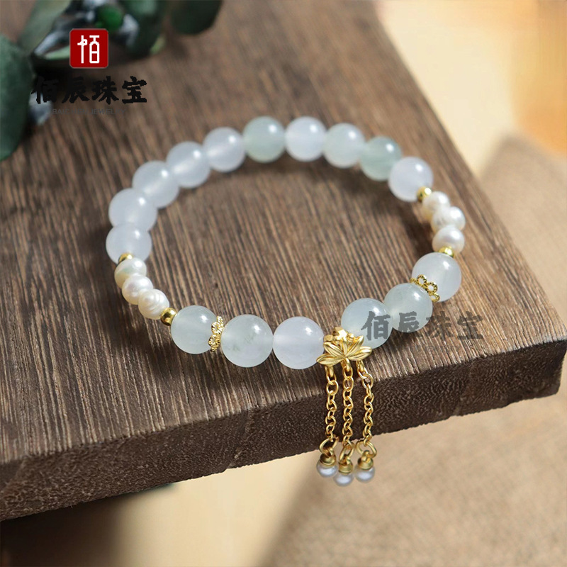 Tianshan pulsera de jade azul para mujeres Xinjiang oro jade blanco jade cuentas DIY multi anillo flotante calabaza pulsera al por mayor