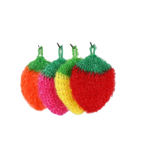 Korean Creative Hand Crochet Strawberry Acrylic Dish Towel Kitchen Cleaner Stain Remover Factory Wholesale