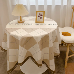 Nordic Style British Check Felt Tablecloth Ins Light Luxury Retro Round Tablecloth Coffee Table Cover Dustproof Tablecloth