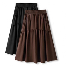 #大码山本裙子女夏季新款慵懒半身裙高腰显瘦大摆裙中长款a字伞裙