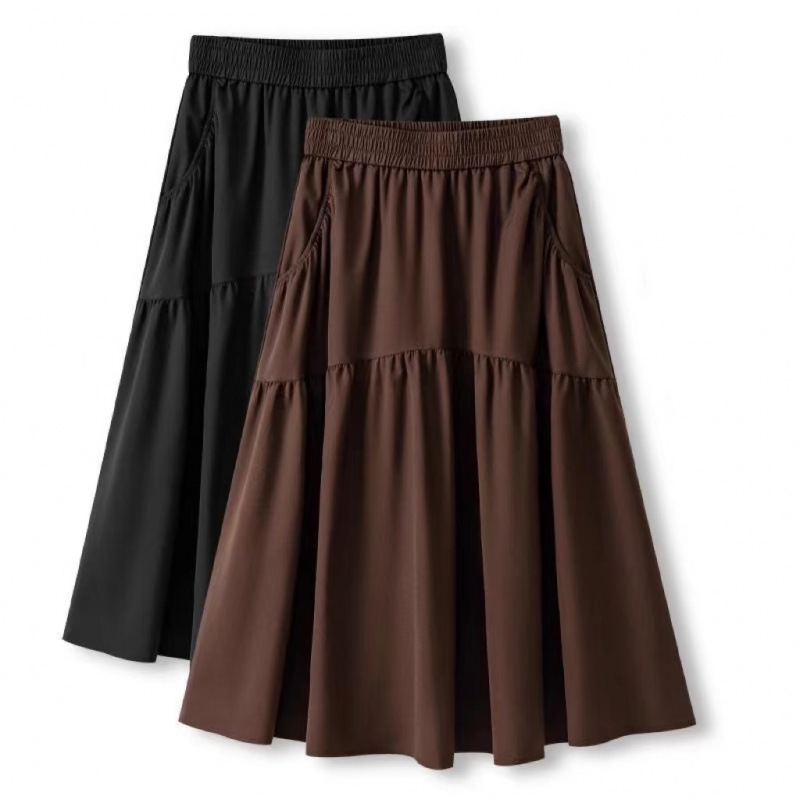 #大码山本裙子女夏季新款慵懒半身裙高腰显瘦大摆裙中长款a字伞裙