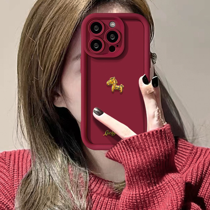 New Model for the Year of the Horse, Suitable for Huawei Nova15 Red Phone Case, Mate60 3D Pony P70 Lens Protective Cover