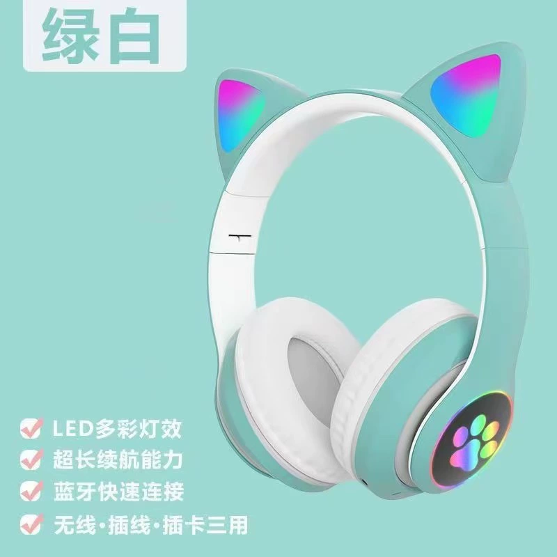 Светящиеся уши кота STN28 наушники-вкладыши беспроводные Bluetooth гарнитура через голову, горячая модель на заводе