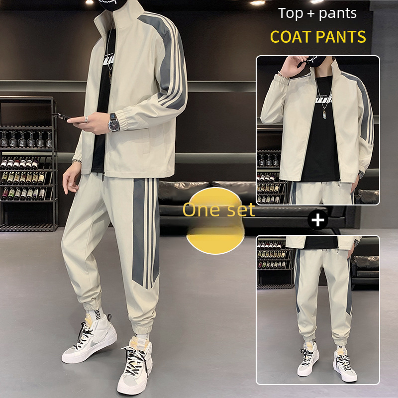 Sports suit men's spring and autumn new fashion casual youth overalls suit men's plus size handsome two-piece suit