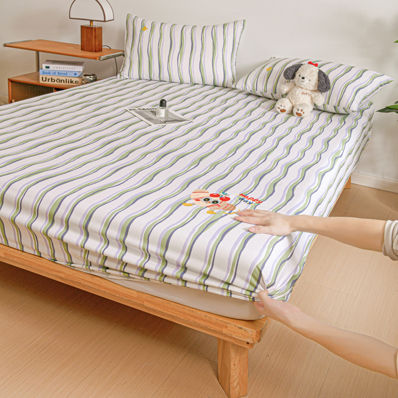 Colcha de cama de tela gruesa vieja de algodón, funda de cama de dibujos animados para niños de una sola pieza, funda protectora de colchón nueva, funda de cama individual con todo incluido