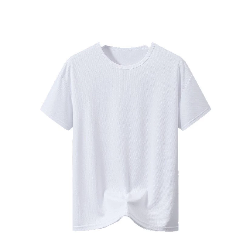 Summer T-shirt with a round collar for work, quick dry silk shirt