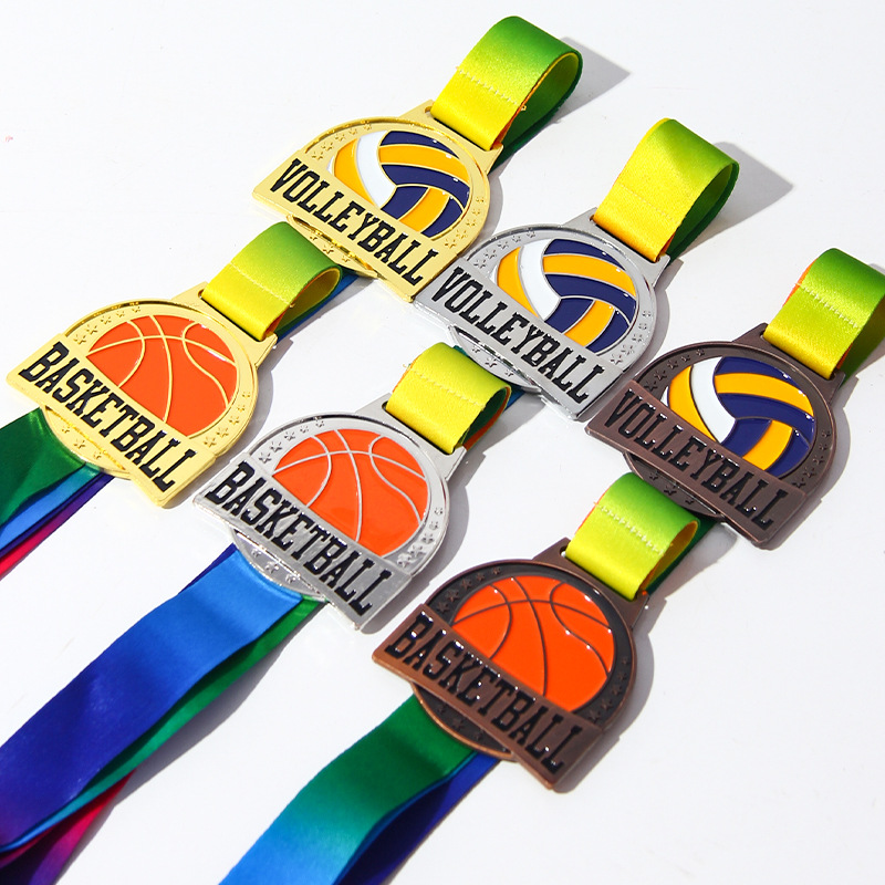Fábrica personalizada metal pintura medalla baloncesto fútbol voleibol competición deportiva escolar medalla de premios