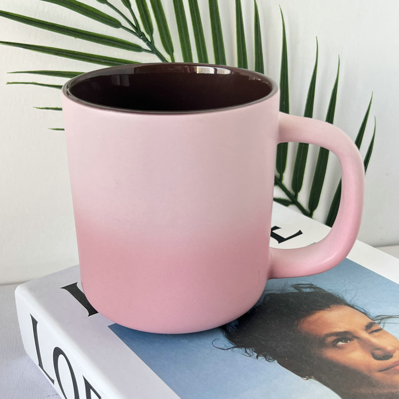 450mlグラデーション色陶磁器カップカスタム家庭用オフィスコーヒー水泡茶カップマグカップ卸売り|undefined