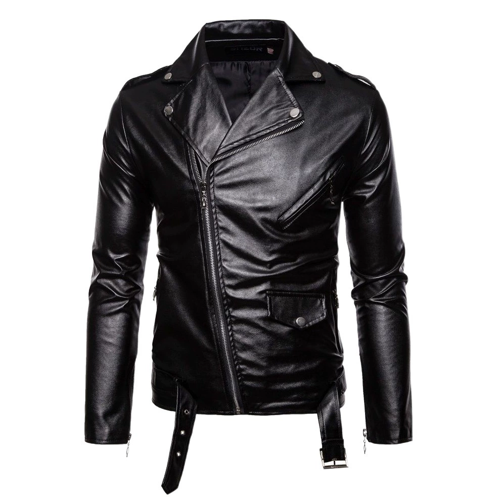 Ebay AliExpress Весна Осень Зима Одежда Корейская мужская кожаная куртка облегающая мотоциклетная мужская куртка из искусственной кожи