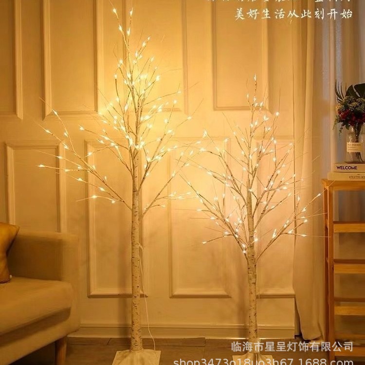 LED árbol lámpara parpadeo estrella de abedul luminoso decoración de color red decoración de la habitación roja iluminación de día de Año Nuevo