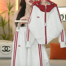 女童春秋织带运动套装2025新款儿童时尚休闲装大童连帽两件套春装