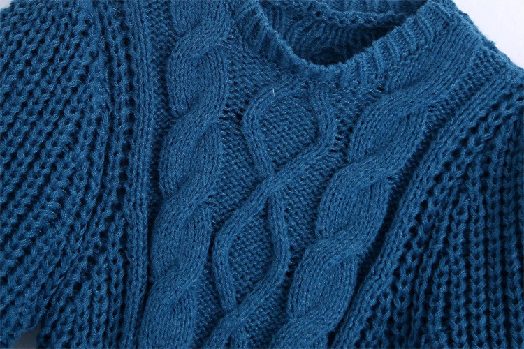 puff sleeve slim short solid color knitted sweater NSYJN118462