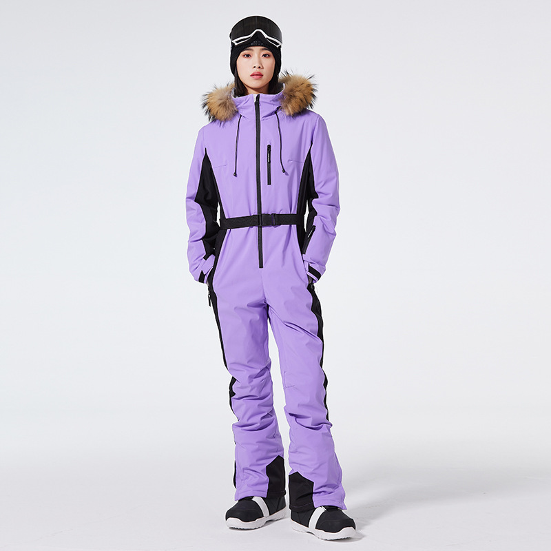Women's Slim-fit Winter Outdoor Windproof Waterproof Warm-keeping Ski Suit Double-board Ski Suit