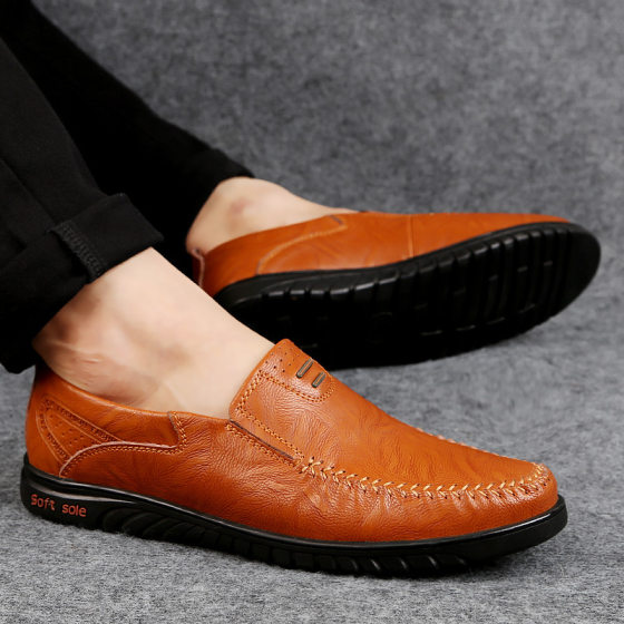 Comfortable cowhide men's business casual leather shoes breathable comfortable popular classic dad shoes plus size casual shoes men