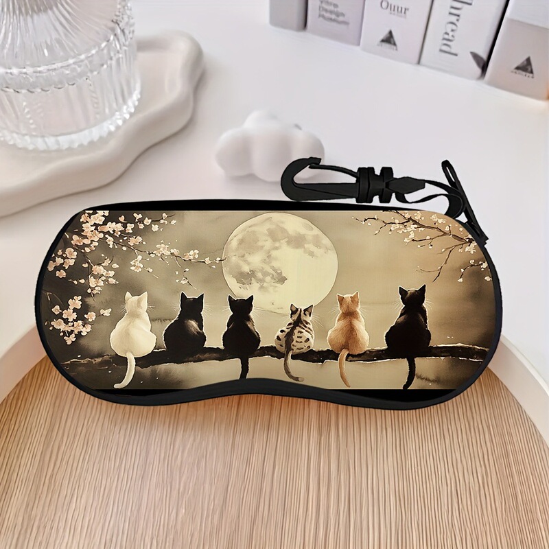 Multiple Moon Cats Printed Glasses Case Eyeglasses Portable Storage Box for Women Christmas or Perfect Gift Multiple Moon Cats Printed Glasses Case Eyeglasses Portable Storage Box for Women Christmas or Perfect Gift