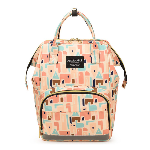 Foreign trade new multi-pocket animal pattern mommy bag can be carried for travel and insulated bottle bag factory